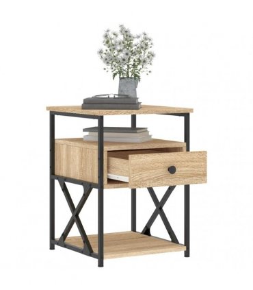 vidaXL Bedside Cabinet | Sonoma Oak | Engineered wood, iron | 40x42x55 cm