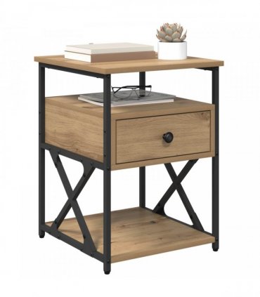 vidaXL Bedside Cabinet with Drawer 2 pcs Artisan Oak 40 x 42 x 55 cm