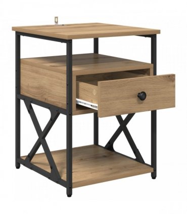 vidaXL Bedside Cabinet with Drawer 2 pcs Artisan Oak 40 x 42 x 55 cm
