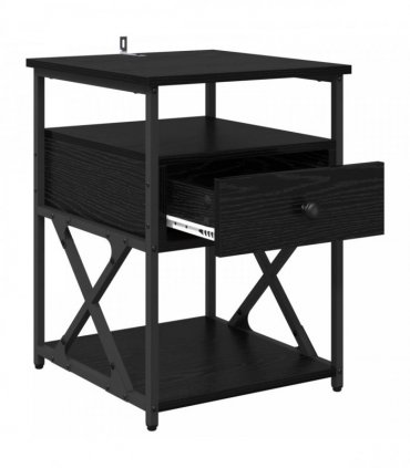 vidaXL Bedside Cabinet 2 pcs Black Oak 40 x 42 x 55 cm Engineered Wood