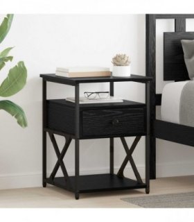vidaXL Bedside Cabinet Black Oak 40 x 42 x 55 cm Engineered Wood