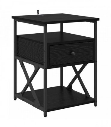 vidaXL Bedside Cabinet Black Oak 40 x 42 x 55 cm Engineered Wood