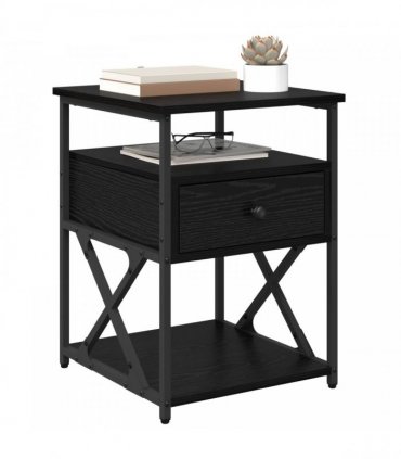 vidaXL Bedside Cabinet Black Oak 40 x 42 x 55 cm Engineered Wood