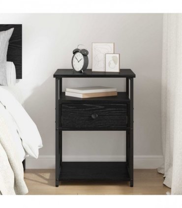 vidaXL Bedside Cabinet Black Oak 40 x 42 x 55 cm Engineered Wood