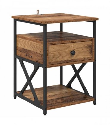 vidaXL Bedside Cabinet Old Wood 40 x 42 x 55 cm Engineered Wood