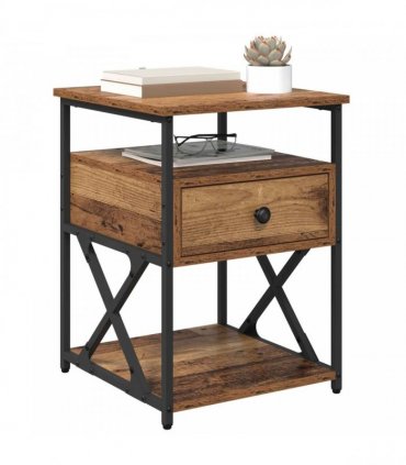 vidaXL Bedside Cabinet Old Wood 40 x 42 x 55 cm Engineered Wood