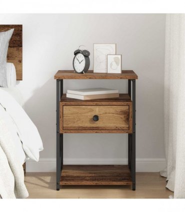 vidaXL Bedside Cabinet Old Wood 40 x 42 x 55 cm Engineered Wood