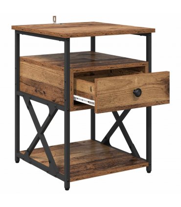 vidaXL Bedside Cabinet Old Wood 40 x 42 x 55 cm Engineered Wood