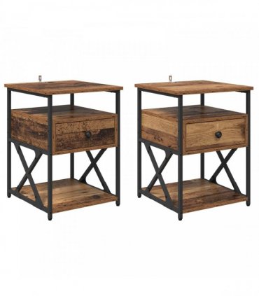 vidaXL Bedside Cabinet 2 pcs Old Wood 40 x 42 x 55 cm Engineered Wood