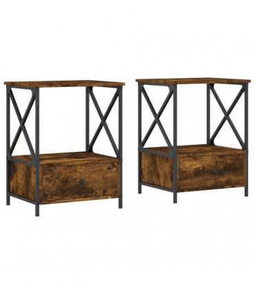 vidaXL Bedside Tables 2 pcs Smoked Oak 50x41x65 cm Engineered Wood