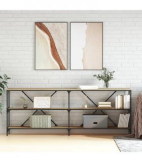 vidaXL Console Table Sonoma Oak 200x30x75 cm Engineered Wood and Iron