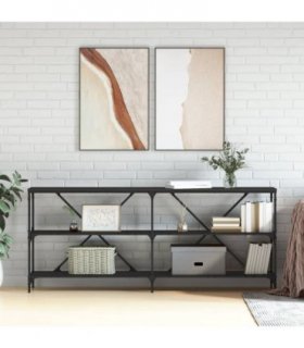 vidaXL Console Table Black 180x30x75 cm Engineered Wood and Iron