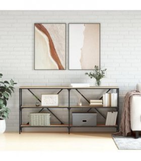 vidaXL Console Table Sonoma Oak 160x30x75 cm Engineered Wood and Iron