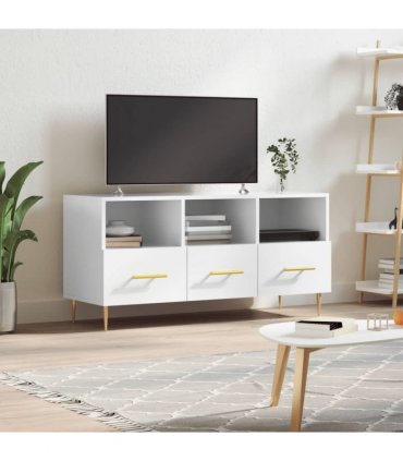 vidaXL TV Cabinet High Gloss White 102x36x50 cm Engineered Wood