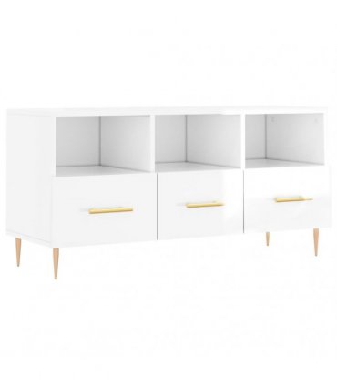 vidaXL TV Cabinet High Gloss White 102x36x50 cm Engineered Wood