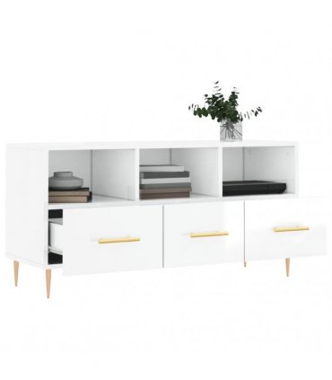 vidaXL TV Cabinet High Gloss White 102x36x50 cm Engineered Wood