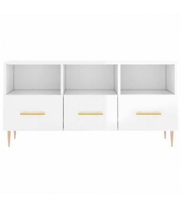 vidaXL TV Cabinet High Gloss White 102x36x50 cm Engineered Wood