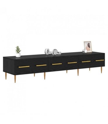vidaXL TV Cabinet Black Oak 150 x 36 x 30 cm Engineered Wood