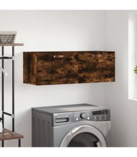 vidaXL Wall Cabinet Smoked Oak 100x36.5x35 cm Engineered Wood — Size: 100 x 36.5 x 35 cm