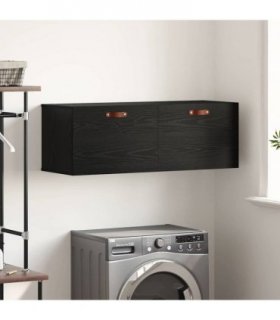 vidaXL Wall-Mounted Cabinet Wall-mounted Black Oak 100 x 36.5 x 35 cm