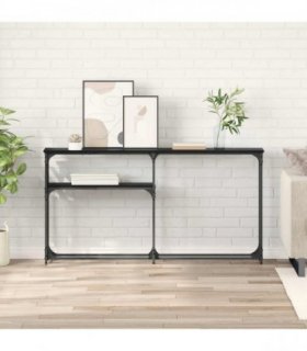 vidaXL ConsoleTable Black Oak 146 x 22.5 x 75 cm Engineered Wood