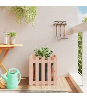 vidaXL Garden Planter with Fence Design 50x50x50 cm Solid Wood Douglas — Colour: natural douglas, Size: 50 x 50 x 50 cm