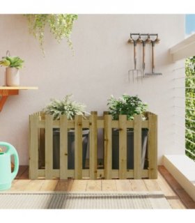 vidaXL Garden Raised Bed with Fence Design 100x50x50 cm Impregnated Wood P — Colour: natural impregnated, Size: 100 x 50 x 50 cm
