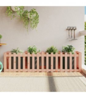 vidaXL Garden Raised Bed with Fence Design 200x50x50 cm Solid Wood Douglas — Colour: natural douglas, Size: 200 x 50 x 50 cm
