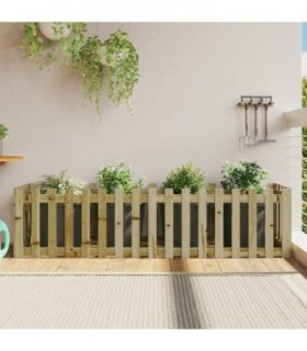 vidaXL Garden Raised Bed with Fence Design 200x50x50 cm Impregnated Wood P — Colour: natural impregnated, Size: 200 x 50 x 50 cm