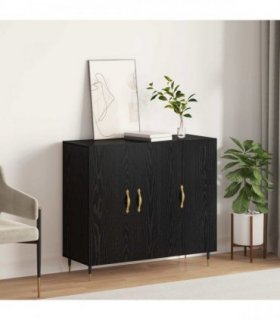 vidaXL Sideboard Black Oak 90 x 34 x 80 cm Engineered Wood — V0672043118