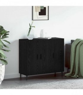 vidaXL Sideboard Black Oak 90 x 34 x 80 cm Engineered Wood — V0672043156