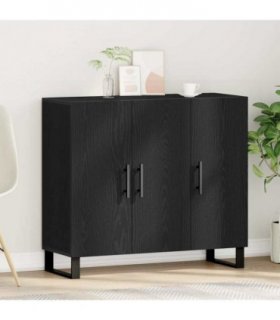 vidaXL Sideboard Black Oak 90 x 34 x 80 cm Engineered Wood — V0672043159
