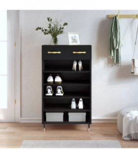 vidaXL Shoe Cabinet Black 60x35x105 cm Engineered Wood