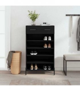 vidaXL Shoe Cabinet | Black | Engineered wood, iron, zinc alloy | Medium
