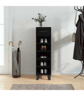 vidaXL Shoe Cabinet Black 30x35x105 cm Engineered Wood