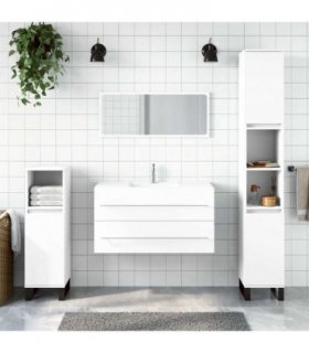 vidaXL Bathroom Cabinet with Mirror White Engineered Wood — V0672043644