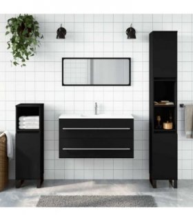 vidaXL Bathroom Cabinet With Mirror | Black | Engineered Wood | Medium