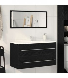 vidaXL Sink Cabinet Black Oak 90 x 45 x 1.5 cm Engineered wood