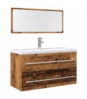 vidaXL 2 Piece Bathroom Furniture Set Old Wood Engineered Wood — V0672043648