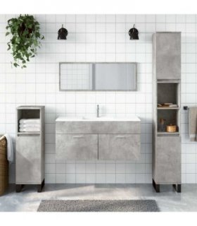 vidaXL Bathroom Cabinet with Mirror Concrete Grey Engineered Wood — V0672043649