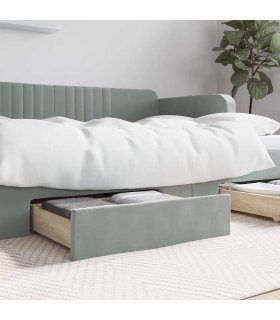 vidaXL Bed Storage Drawers 2 pcs Light Grey Engineered Wood and Velvet
