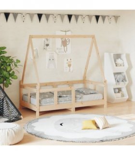 vidaXL Kids Bed Frame 70x140 cm Solid Wood Pine — Colour: natural, Size: 70 x 140 cm — V0672044002