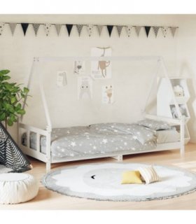 vidaXL Kids Bed Frame White 90x190 cm Solid Wood Pine — Size: 90 x 190 cm
