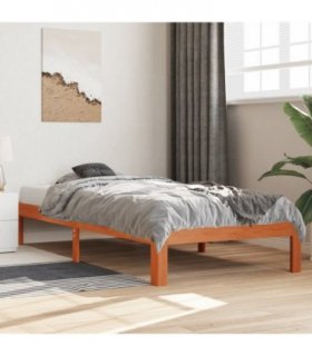 vidaXL Bed Frame without Mattress Wax Brown 100x200 cm Solid Wood Pine — Size: 100 x 200 cm — V0672044178