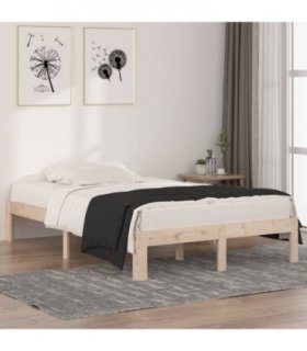 vidaXL Bed Frame without Mattress 120x190cm Small Double — Colour: natural, Size: 4ft small double