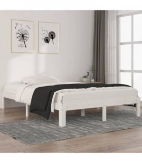 vidaXL Bed Frame without Mattress White Solid Wood Pine 140x200cm — Size: 140 x 200 cm — V0672044194