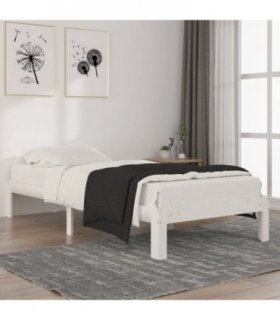 vidaXL Bed Frame without Mattress White Solid Wood Pine 90x200cm — Size: 90 x 200 cm