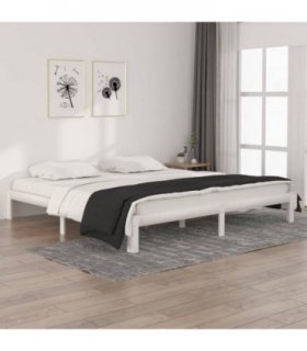 vidaXL Bed Frame | White | Solid pine wood, Plywood | 200x200 cm | Modern — Size: 200 x 200 cm