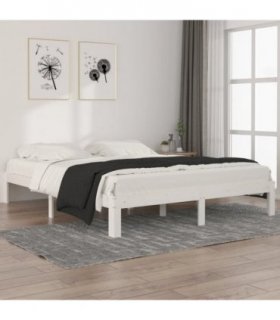 vidaXL Bed Frame without Mattress White Solid Wood Pine 160x200cm — Size: 160 x 200 cm