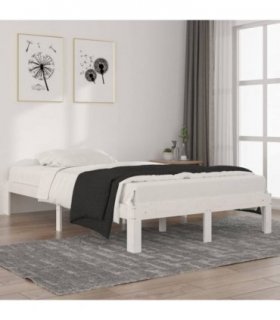 vidaXL Bed Frame | White | Solid pine wood | 120x200 cm | Durable | Bed Frame — Size: 120 x 200 cm — V0672044210